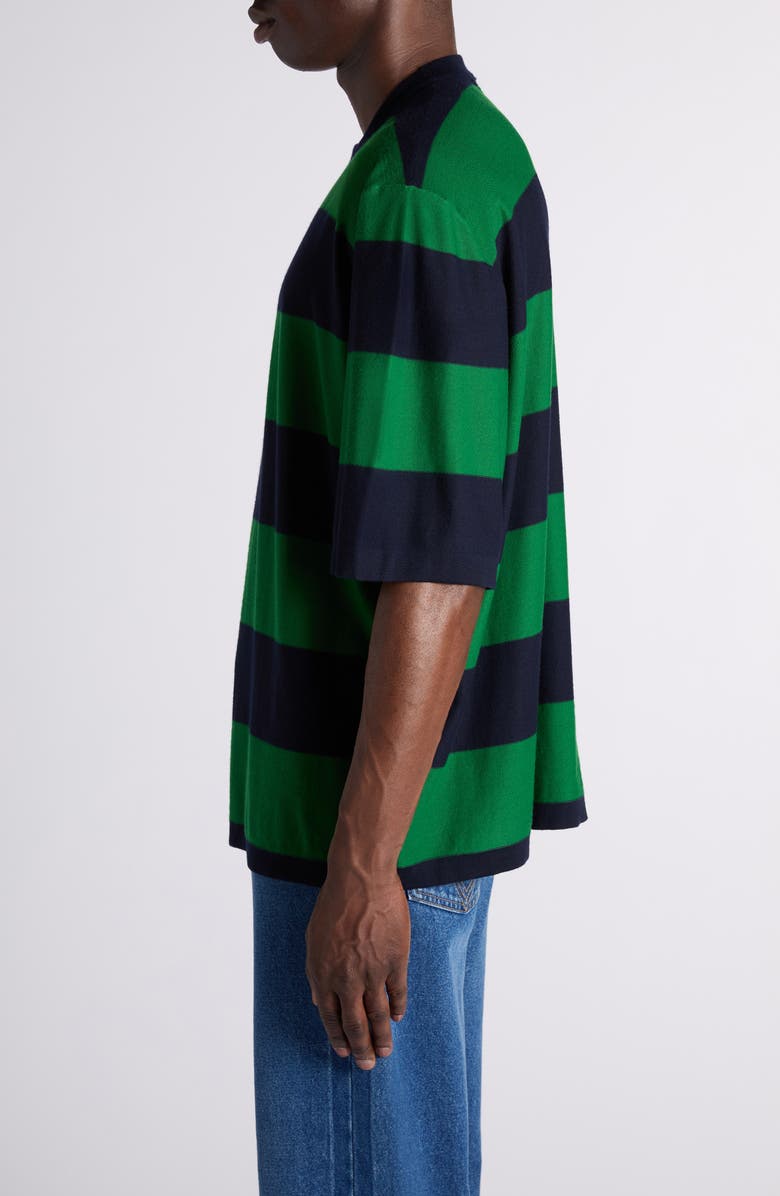 Bottega Veneta Stripe Oversize Cashmere Sweater, Alternate, color, Grass Green/ Blue