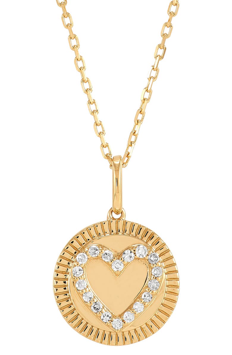 Frankie & Zoe 14K Yellow Gold Diamond Heart Medallion Pendant Necklace, Main, color, Yellow Gold