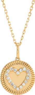 Frankie & Zoe 14K Yellow Gold Diamond Heart Medallion Pendant Necklace