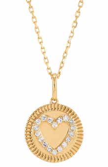 Frankie & Zoe 14K Yellow Gold Diamond Heart Medallion Pendant Necklace