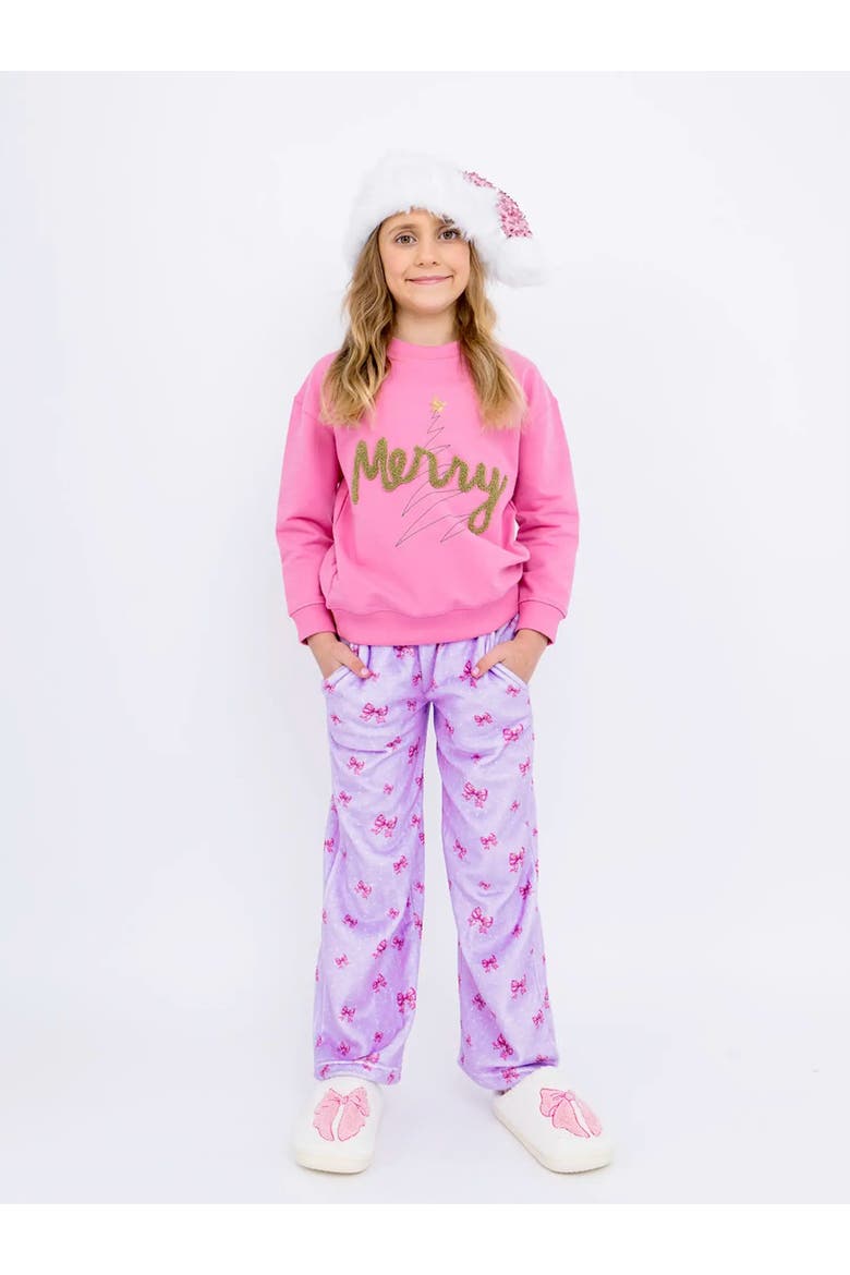 Plush Holiday Bows loungewear pant, Main, color, Lavender