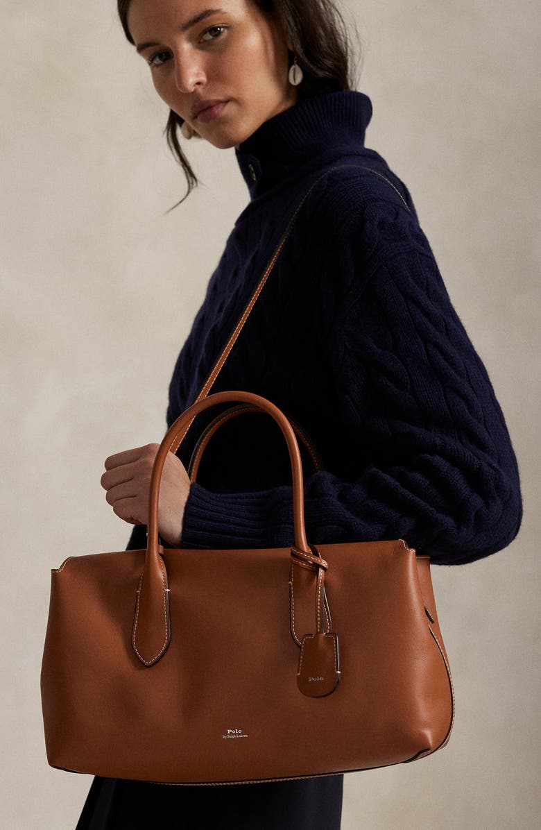 Polo Ralph Lauren Bellport Leather Satchel, Alternate, color, Cognac