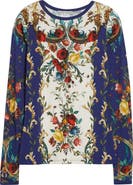 Alice + Olivia Delaina Floral Long Sleeve Mesh Top