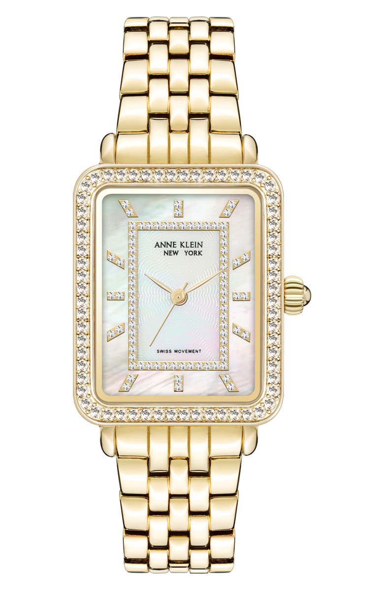 Anne Klein Crystal Bracelet Watch, 26mm x 32mm, Main, color,