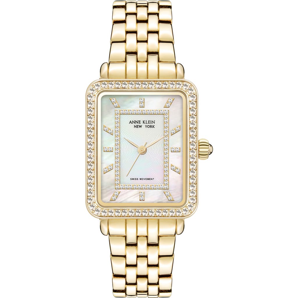 Anne Klein Crystal Bracelet Watch, 26mm X 32mm In Gold