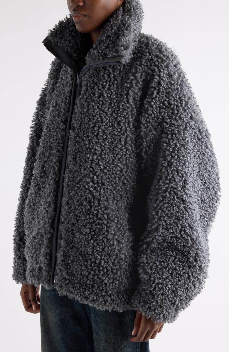 Acne Studios Felemmy Faux Shearling Jacket, Alternate, color, Carbon Grey