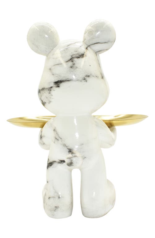 Kinetic Butler Mouse With Tray Sculpture In Off-white Marble
