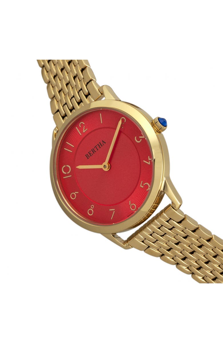 BERTHA Abby Swiss Bracelet Watch, Alternate, color, Gold/Red