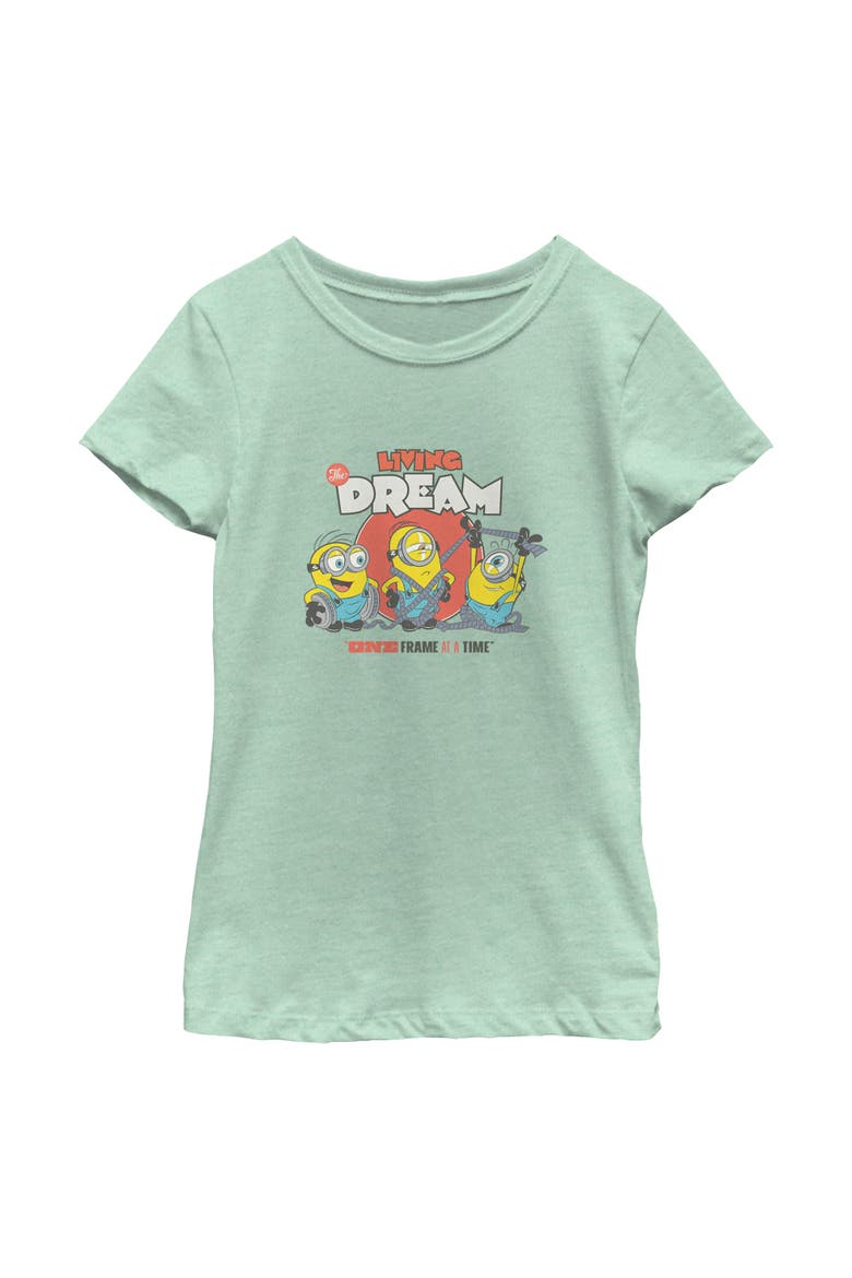 Girl's Minions & Monsters Living The Dream  Graphic T-Shirt, Main, color, Mint