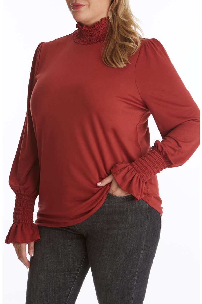 Smocked Turtleneck Top, Alternate, color, PAPRIKA