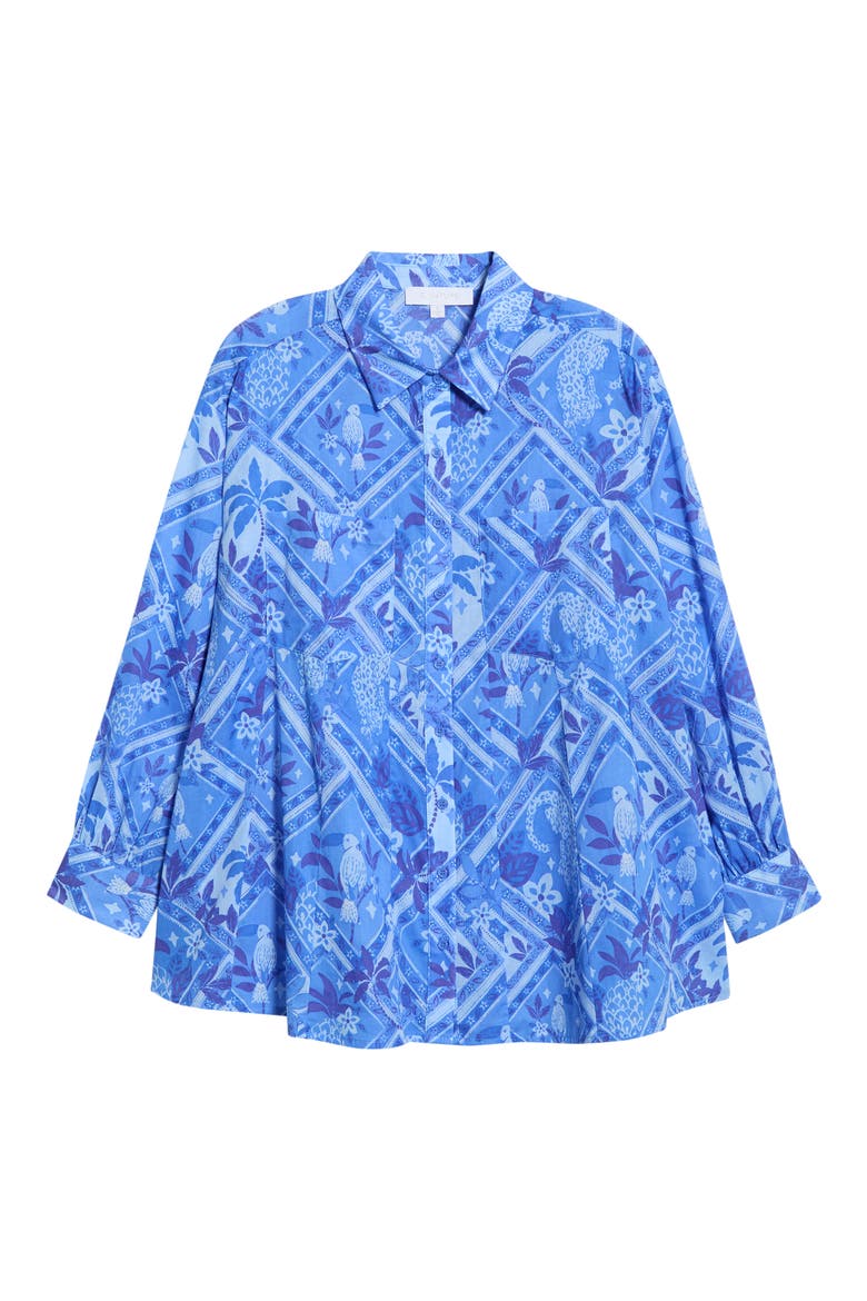 Nala Regie Print Cotton Button-Up Shirt, Alternate, color, BLUE-MUL