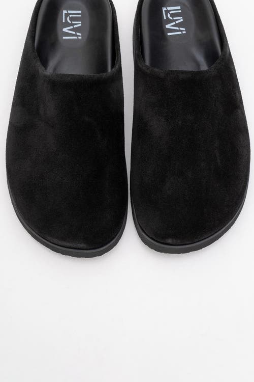 Forever & Always Shoes Space Suede Leather Slide Sandal In Black