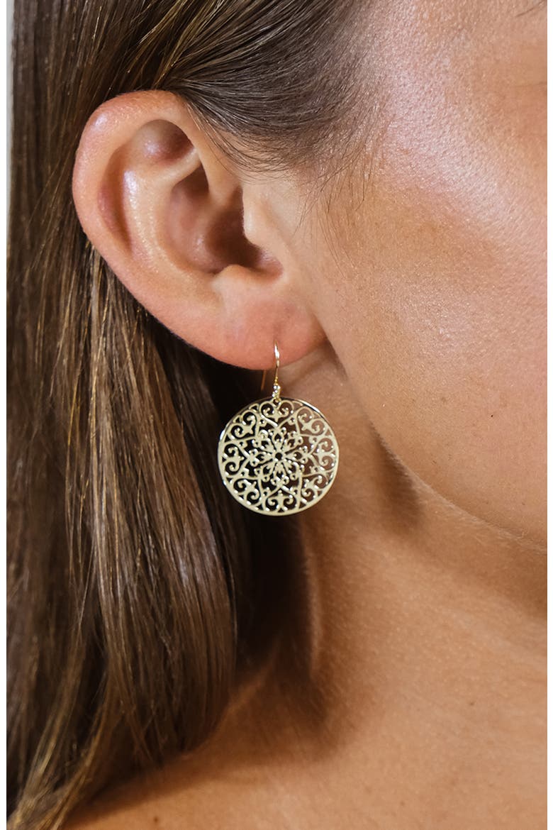 Round Filigree Drop Earrings, Alternate, color, GOLD