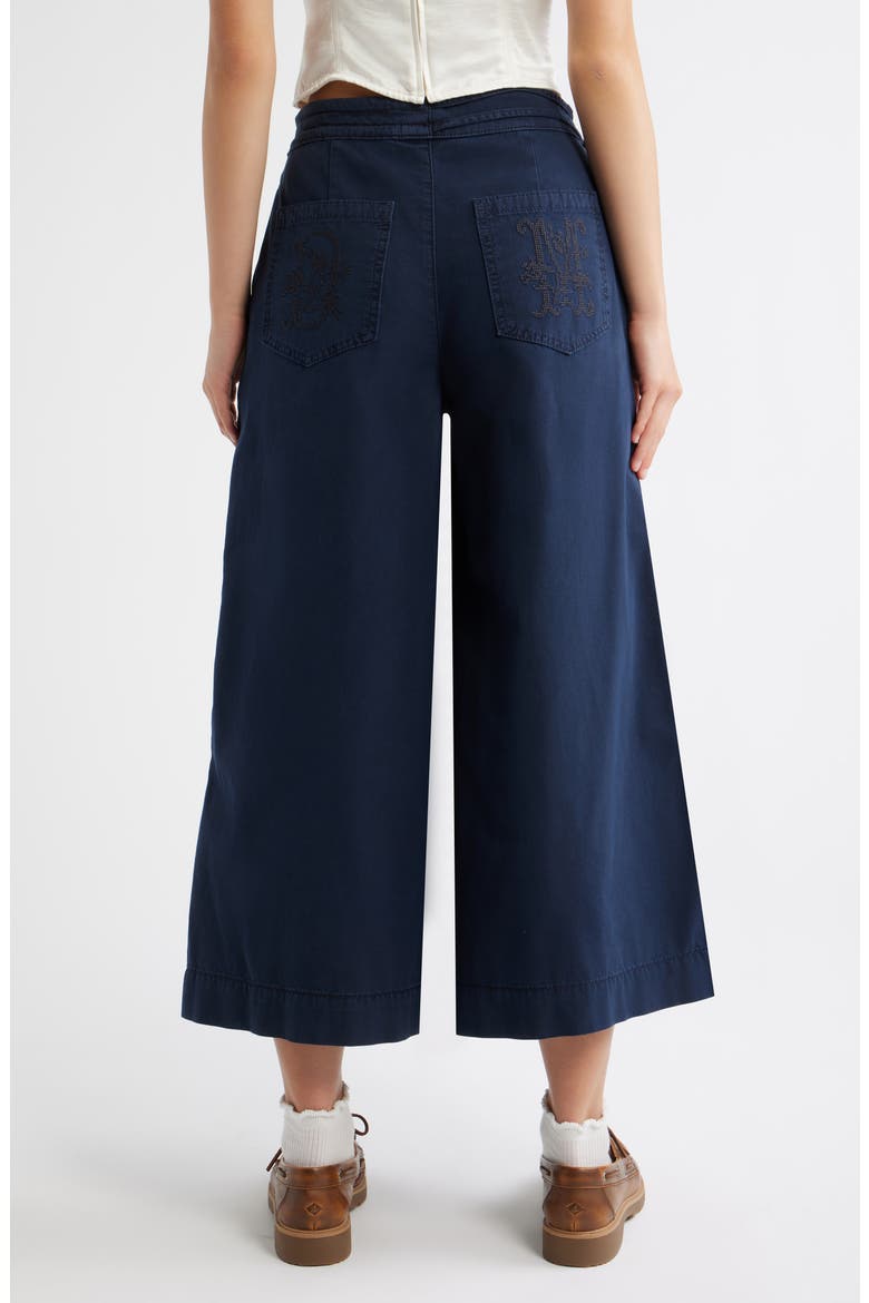 Lotta Organic Cotton Wide Leg Culottes, Alternate, color, NAVY