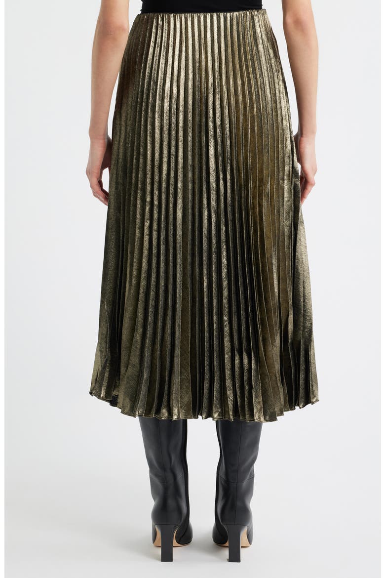 Pleated Metallic Midi Skirt, Alternate, color, METALLIC