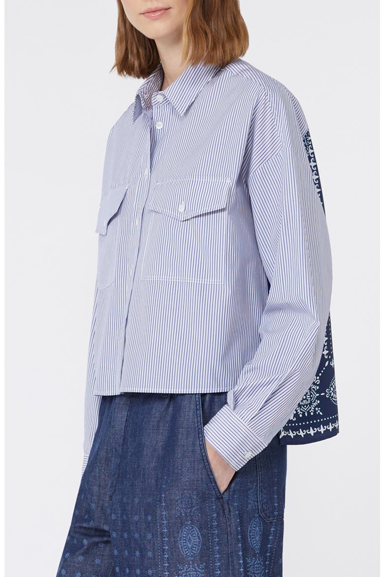Doria Stripe Colorblock Button-Up Shirt, Alternate, color, NAVY