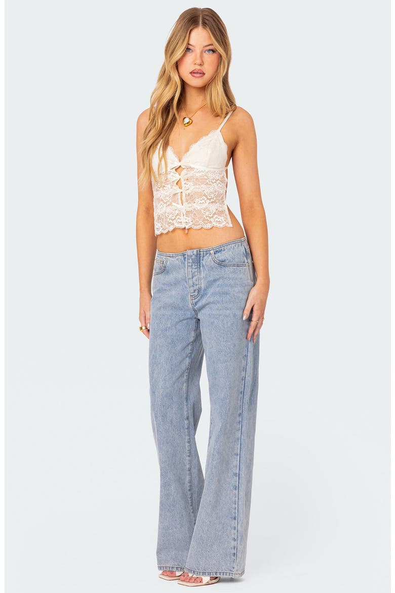 Cara Sheer Lace Tie Back Camisole, Alternate, color, CREAM