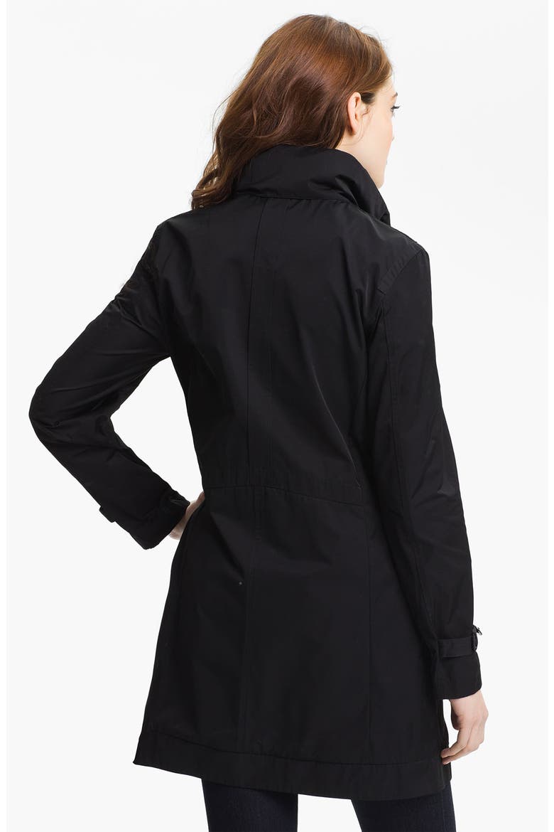 Double Breasted Packable Raincoat, Alternate, color, BLACK