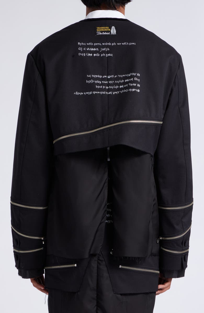 TAKAHIROMIYASHITA TheSoloist. Raw Hem Spiral Zip Detail Wool Blend Jacket, Alternate, color,