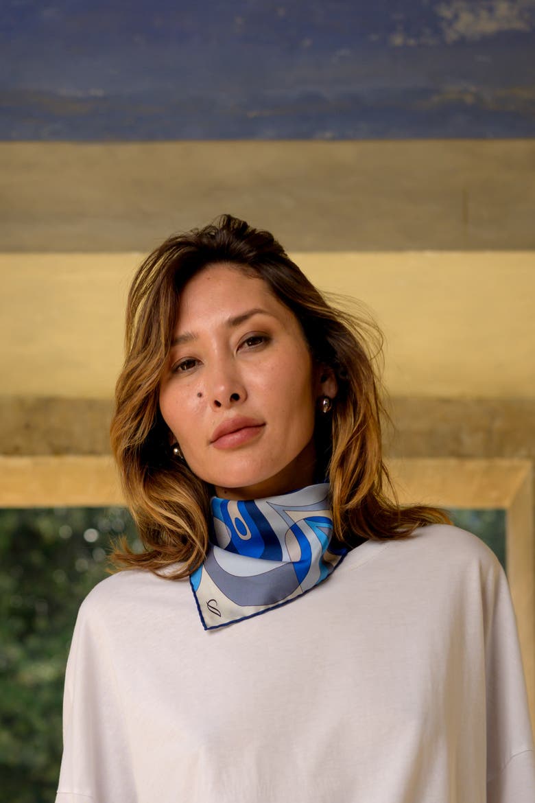 Michelle - Silk Bandana for Women, Alternate, color, Blue