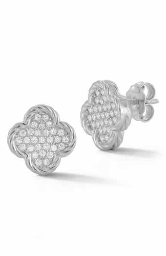Crystal Pavé Clover Stud Earrings