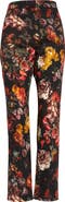 Adam Lippes Floral Print High Waist Stretch Cotton Twill Pants