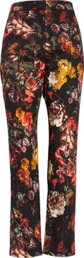 Adam Lippes Floral Print High Waist Stretch Cotton Twill Pants
