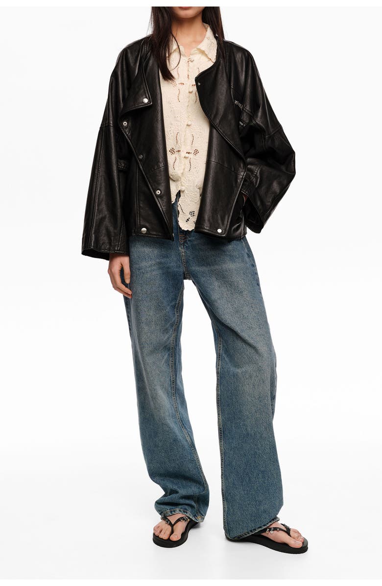 Bimba y Lola Linen Cotton Embroidered Shirt, Alternate, color, Beige