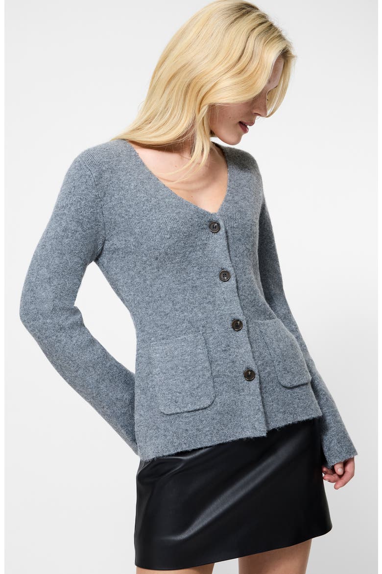 Ellie V-Neck Cardigan, Alternate, color, MID GREY MELANGE