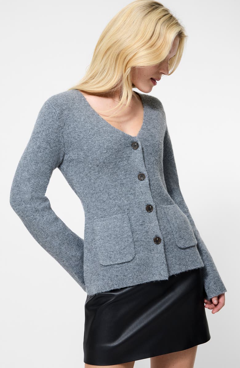 French Connection Ellie V-Neck Cardigan, Alternate, color, Mid Grey Melange