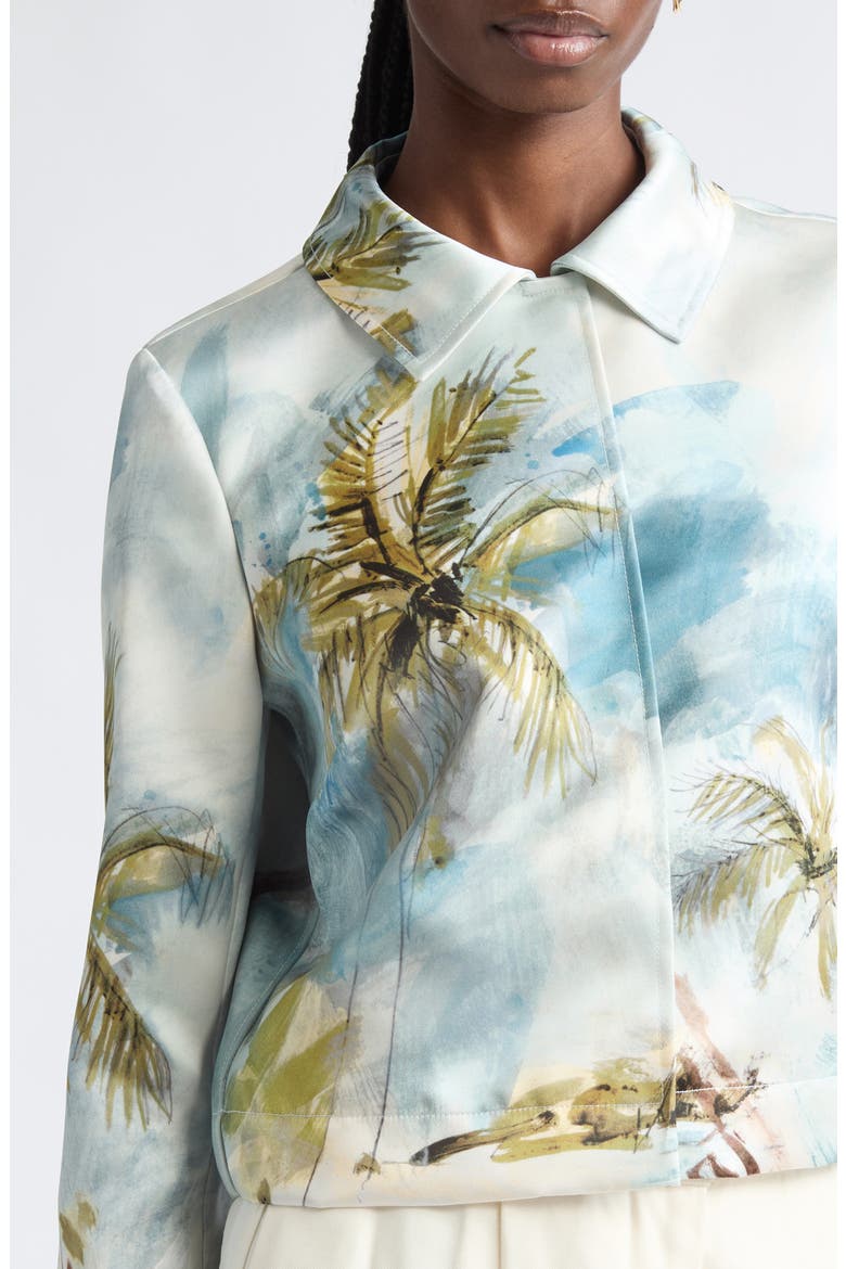 Dominican Landscape Crop Satin Jacket, Alternate, color, BLUE GREEN MULT