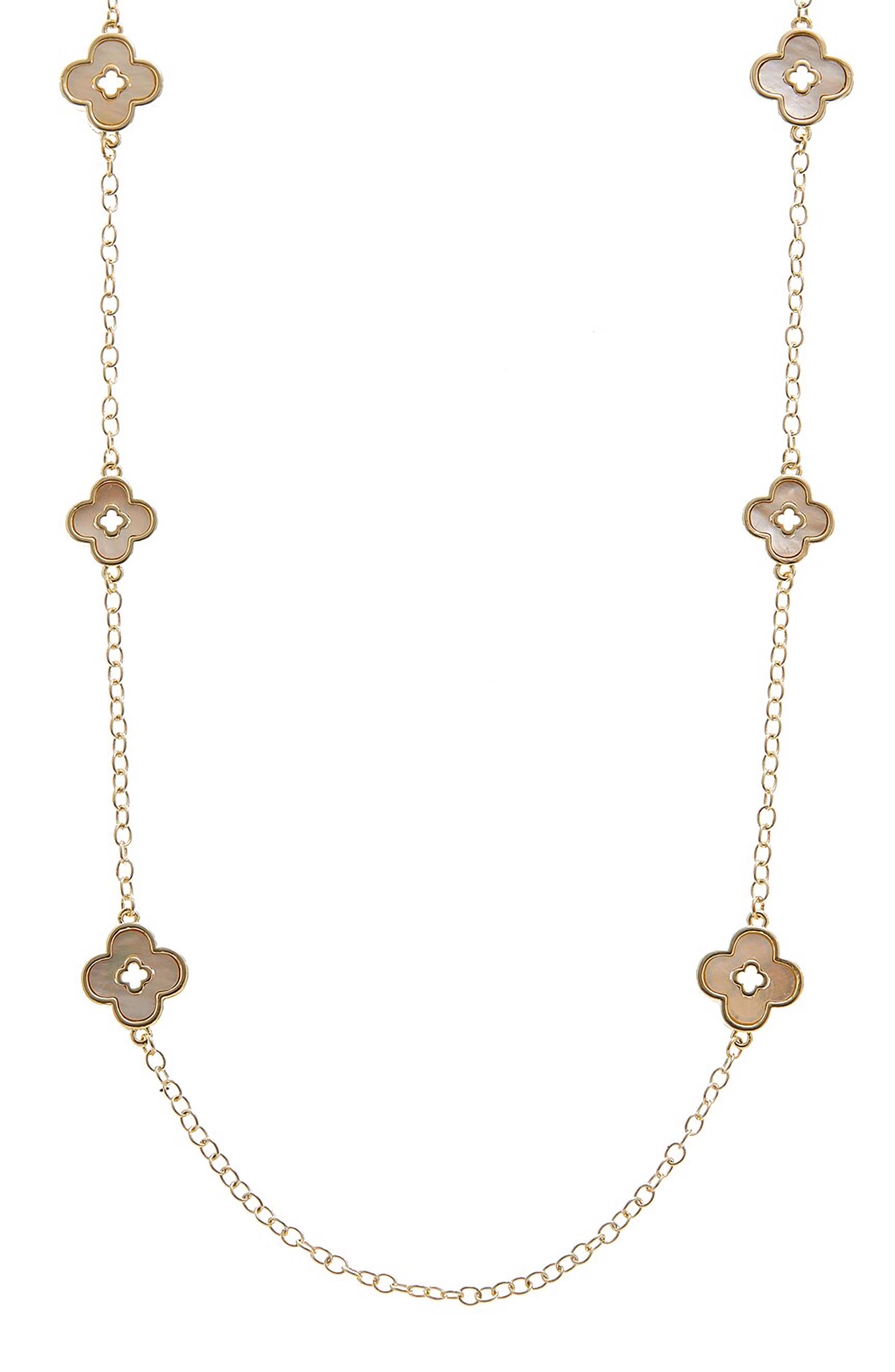 Juvell Mother-of-Pearl Flower Station Necklace