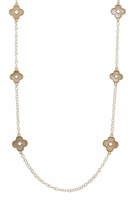 Juvell Mother-of-Pearl Flower Station Necklace