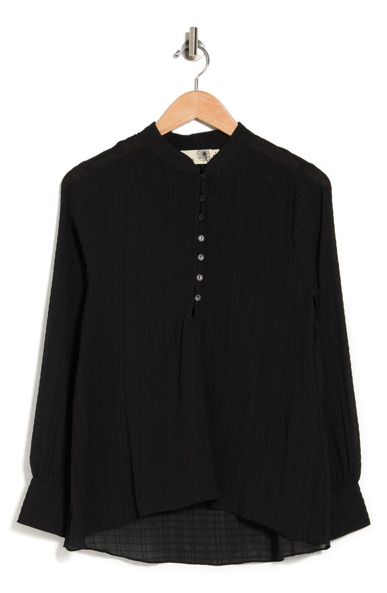 Everleigh Crinkled Collarless Long Sleeve Top, Alternate, color, 