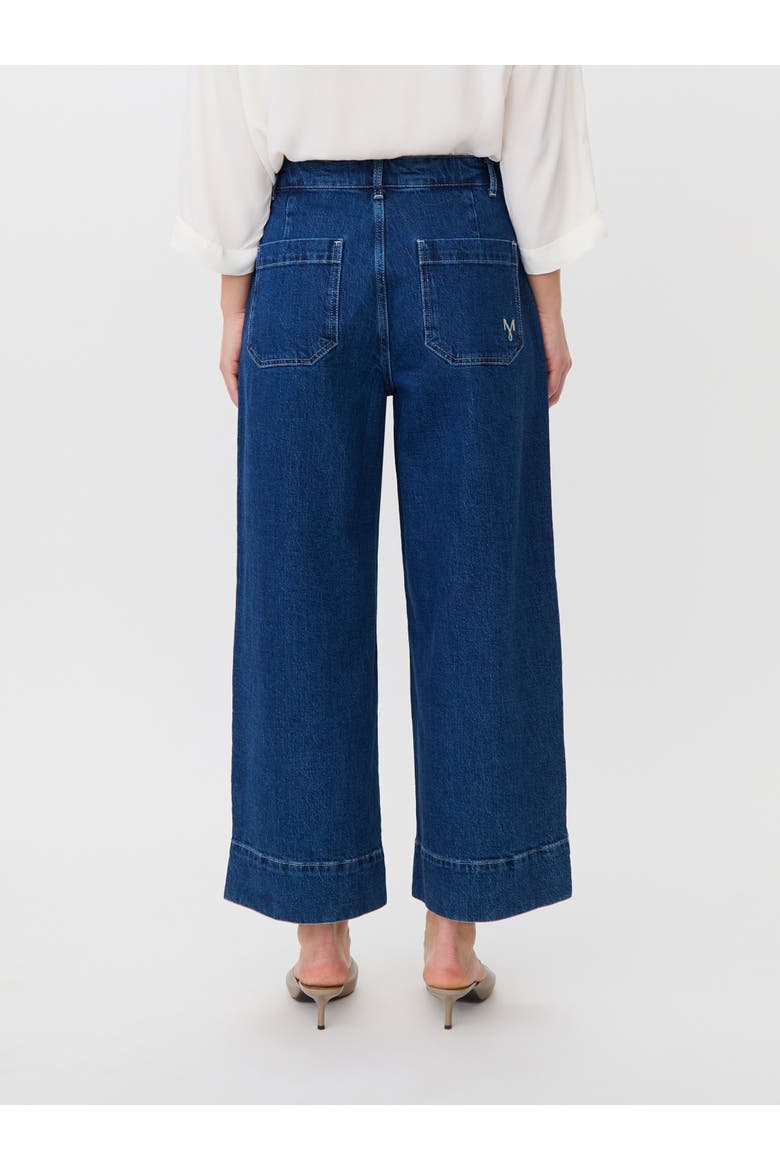 Mid-Rise Wide-Leg Cropped Jeans, Alternate, color, Blue Denim