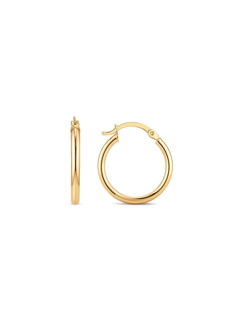 Classic Hoop Earrings in 14K Gold, 15mm