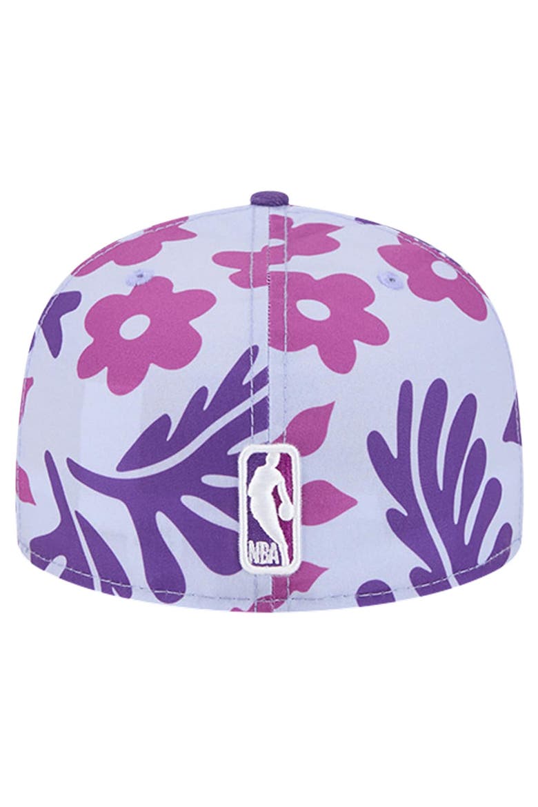 Men's New Era Purple Los Angeles Lakers Palm Fronds 2-Tone 59FIFTY Fitted Hat, Alternate, color, Purple