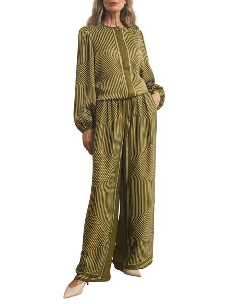 Satin Printed Wide Trousers