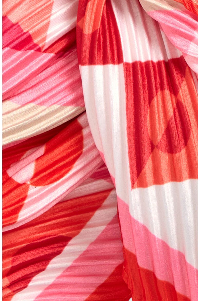 Mosaic Geo Pleated Diamond Scarf, Alternate, color, PINK LEMONADE