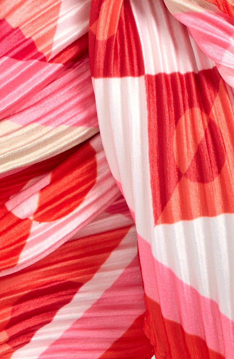 Echo Mosaic Geo Pleated Diamond Scarf, Alternate, color, Pink Lemonade