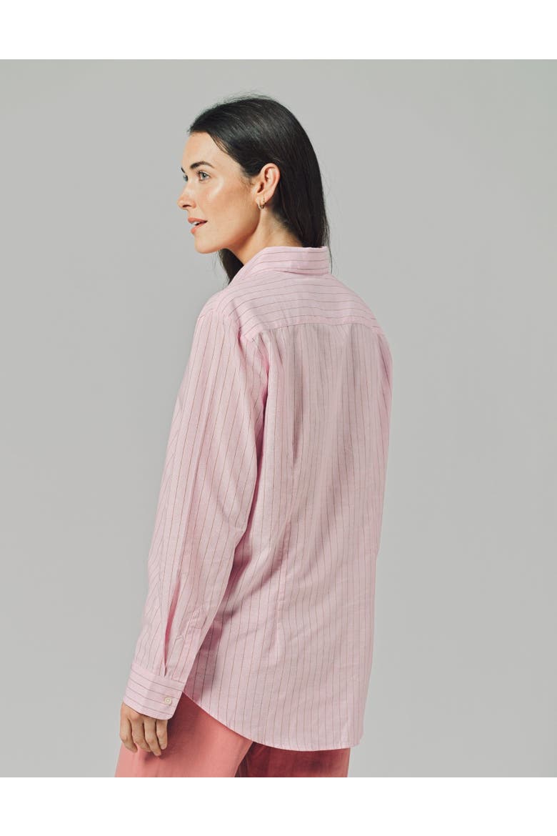 The Washed Linen Shirt, Alternate, color, Pink/Tan Stripe