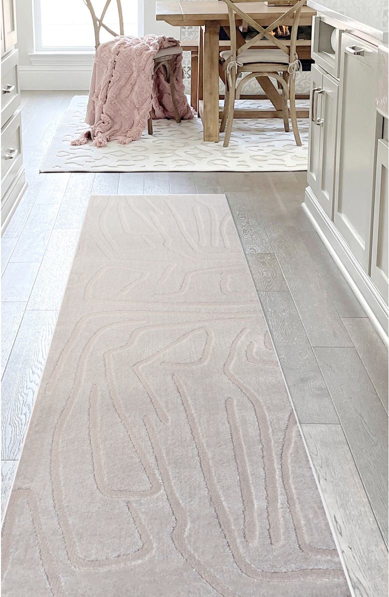 JONATHAN Y Alcina Modern Scandinavian Graphic Lines High-Low Area Rug, Alternate, color, White/Cream