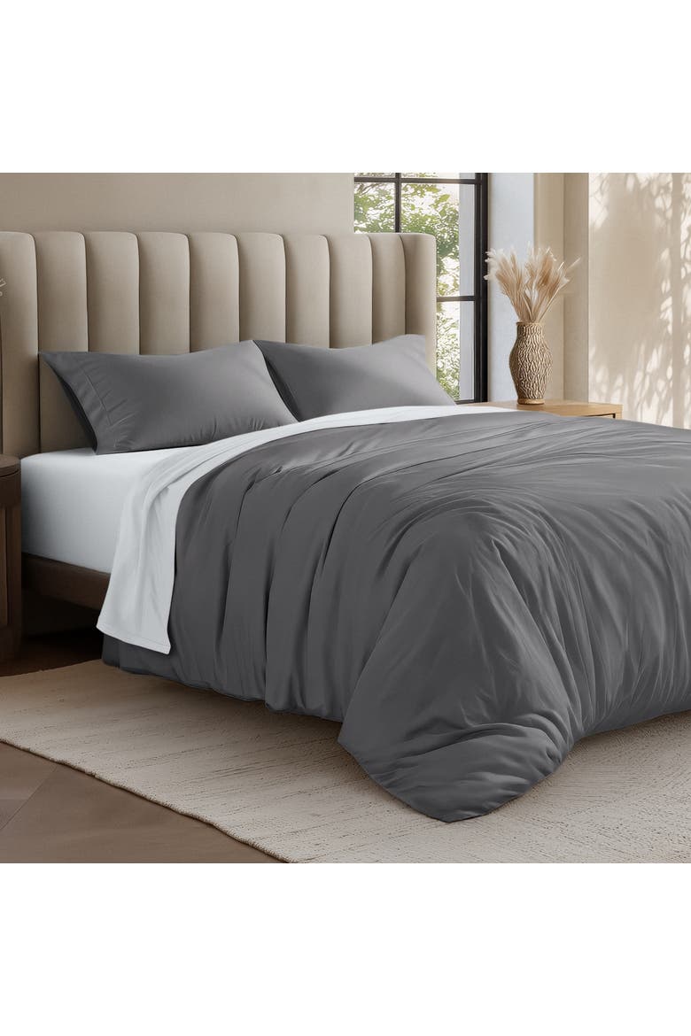 Organic Cotton Jersey Duvet Cover & Pillowcase Set, Alternate, color, Grey