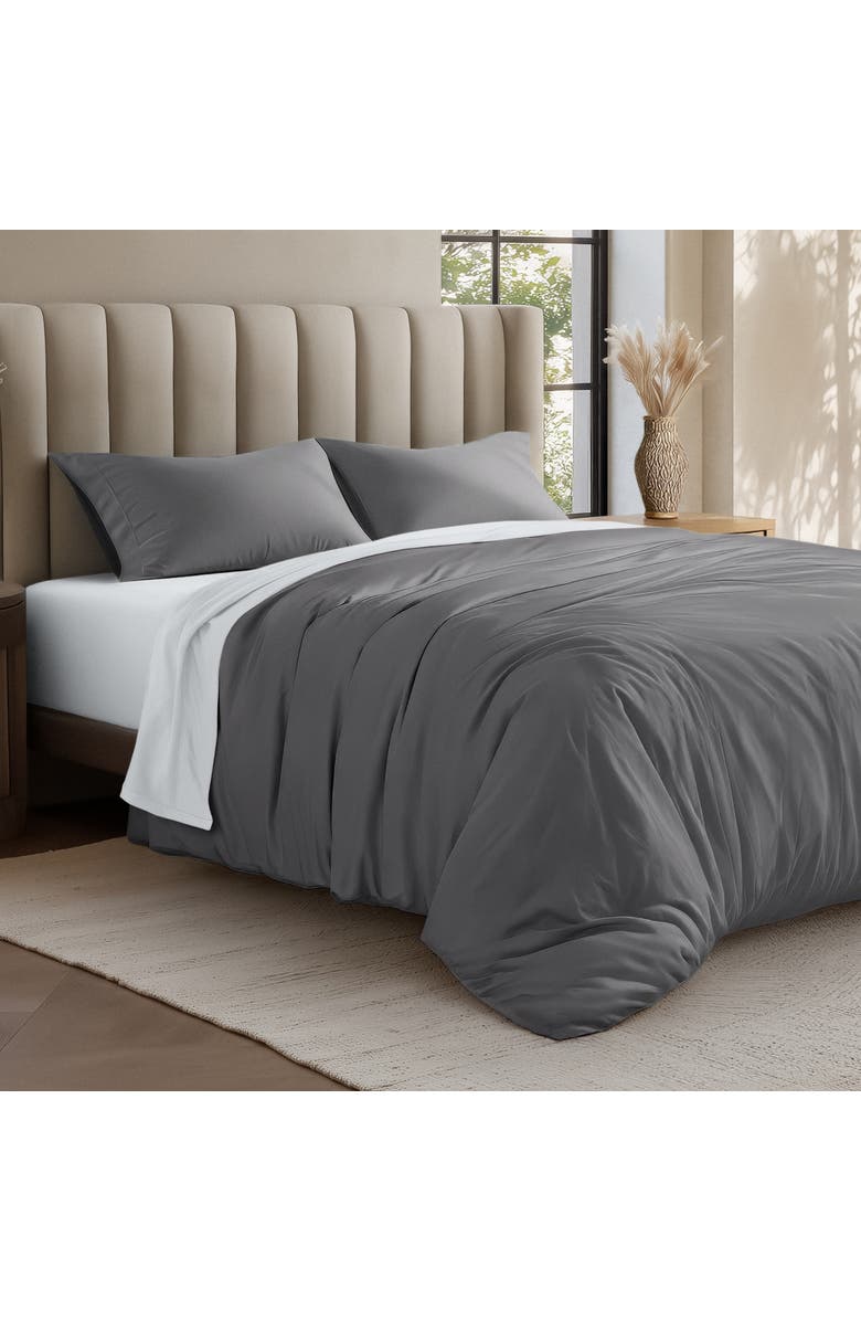 Bare Home Organic Cotton Jersey Duvet Cover & Pillowcase Set, Alternate, color, Grey