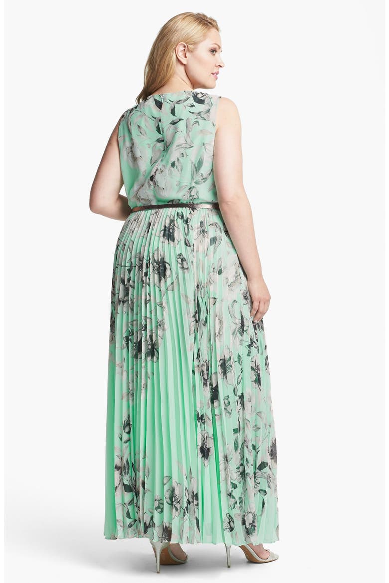 Floral Sleeveless Print Chiffon Maxi Dress, Alternate, color, MINT