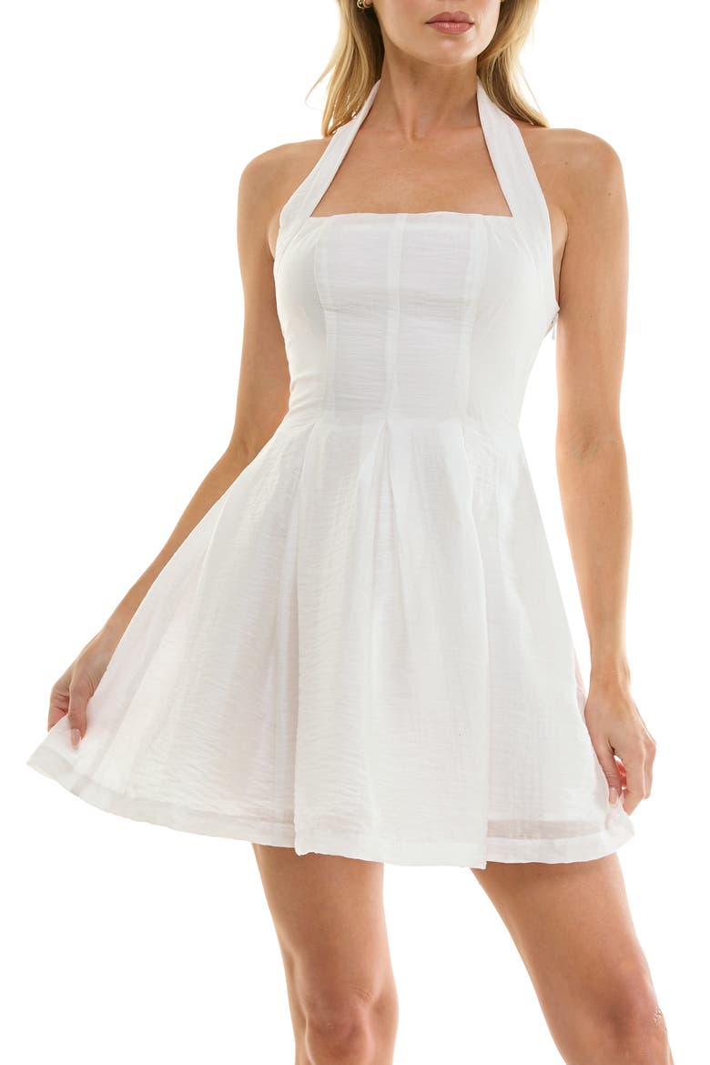 Halter Fit & Flare Minidress, Alternate, color, IVORY