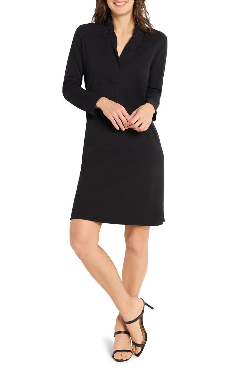 Ruffled Long Sleeve Knit Dress, Alternate, color, BLACK ONYX