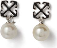 OFF WHITE Women's Black Arrow Pearl Earrings