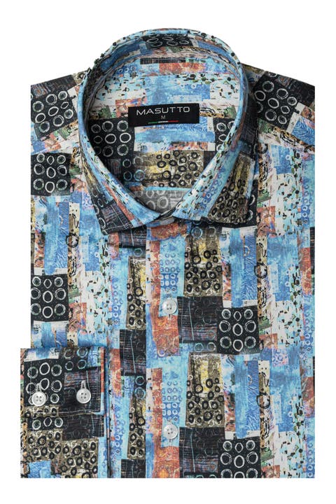 Concord Print Button-Up Long Sleeve Shirt