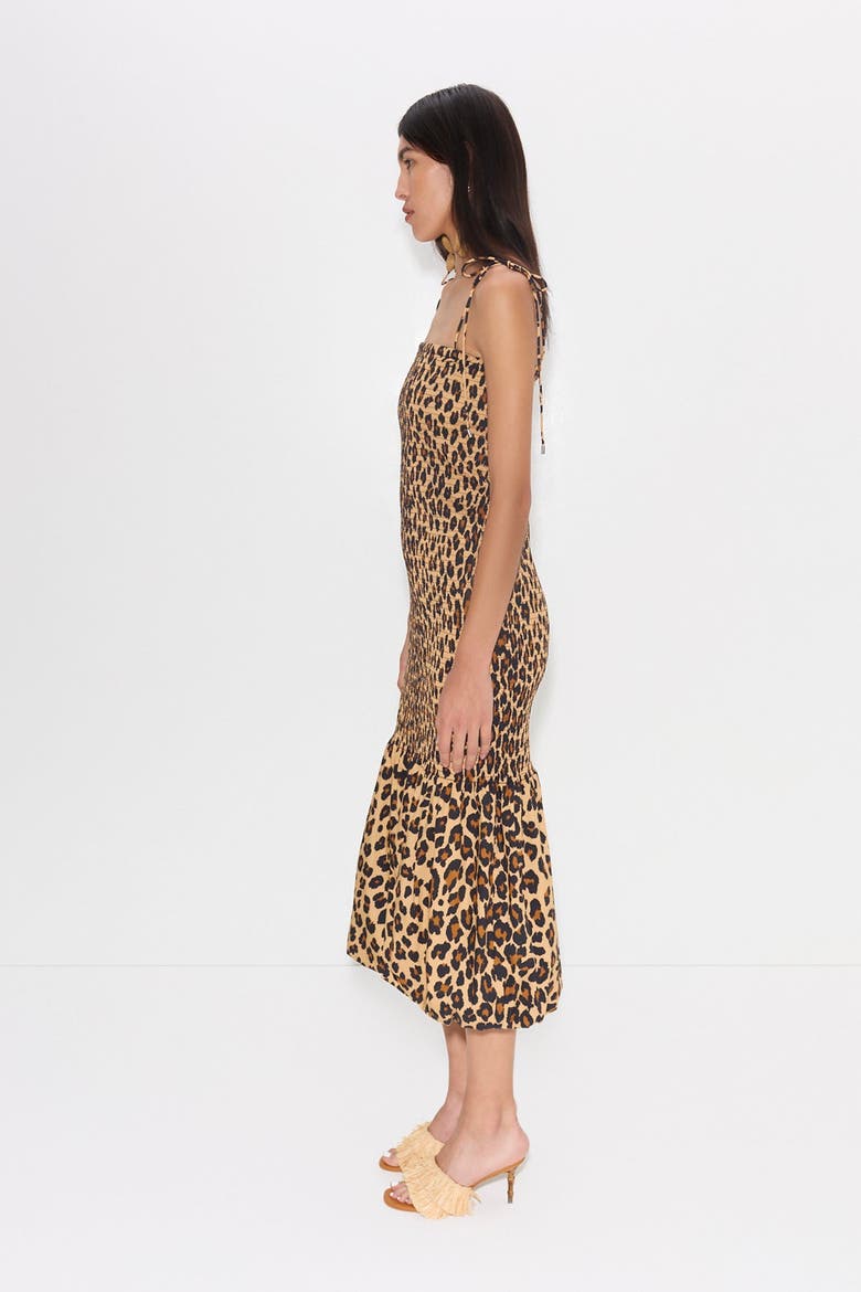 Canto Smocked Poplin Dress, Alternate, color, Cheetah
